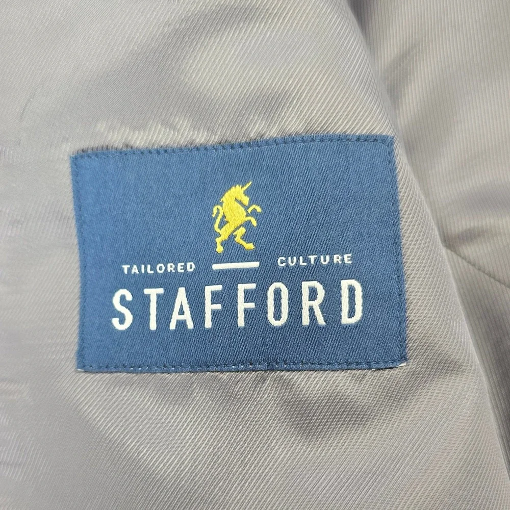 Stafford Mens 44 Reg Classic Fit Year Round Sport‎ Coat Blazer Blue Check